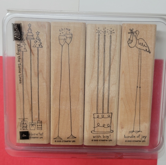 Stampin Up Along The Same Line Wooden Block Rubber Stamp Set - Picture 2 of 5